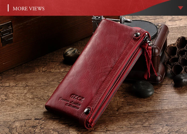 Кожаный кошелек женский модный красный длинный натуральная кожаный кошелек женский держатель для кредитных карт кошелек сумка женский