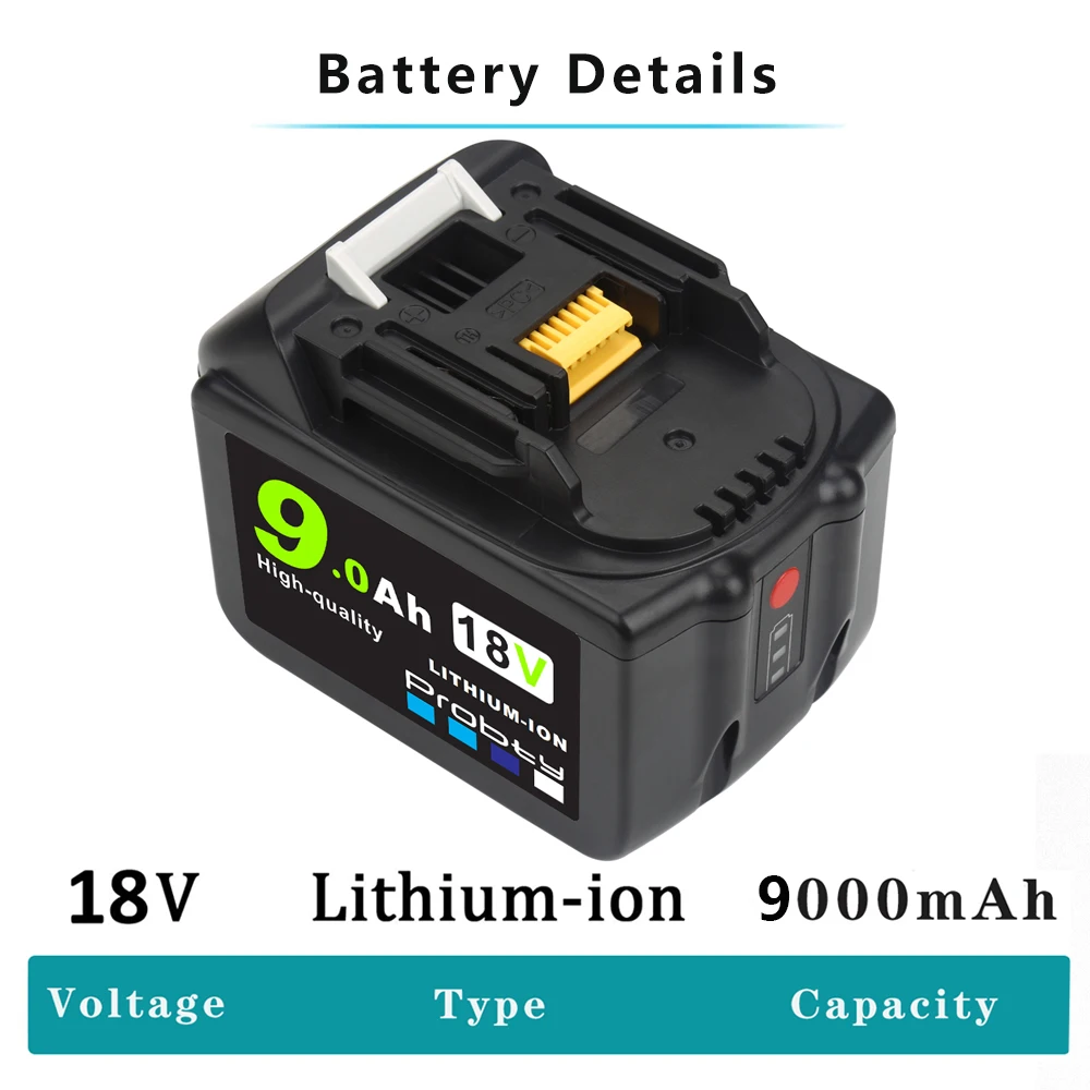 waitley Batería de repuesto de 18V 9.0Ah compatible con Makita BL1830  BL1840 BL1850 BL1860 BL1890 Batería de iones de litio con indicador LED
