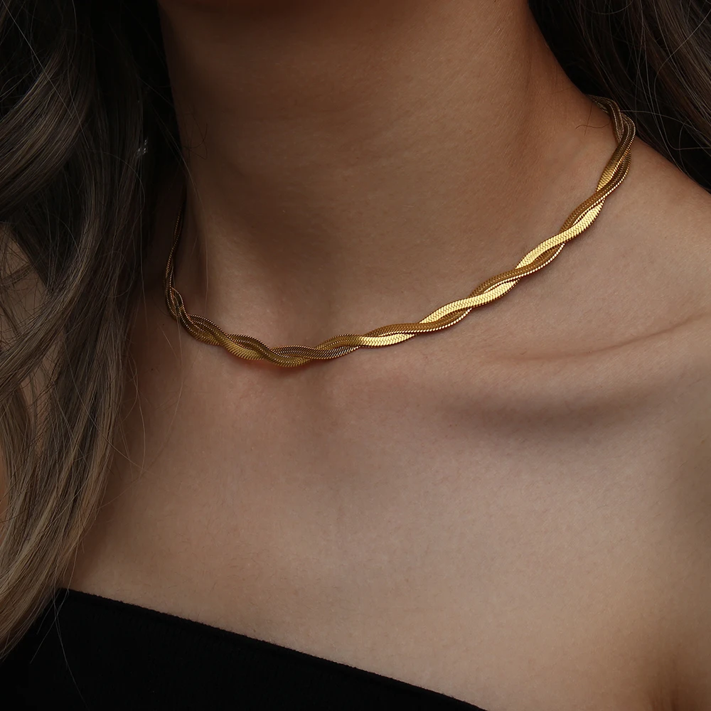 14K Solid Yellow Gold High Polished 6mm Herringbone Necklace / Bracele –  Sara Eves Jewelry Boutique