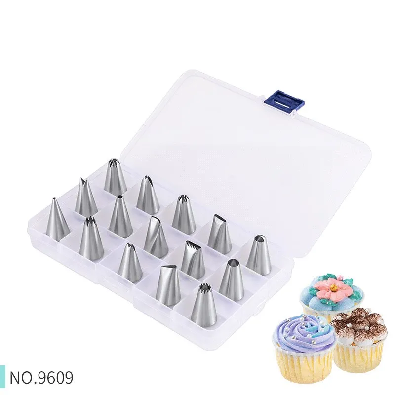 16pcs Nozzle Tips Icing Piping Cream Stainless Steel DIY Cake Decorating Tools Pastry Bag Nozzle Kitchen Bakery Tools muffin