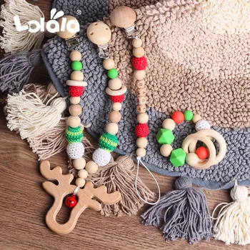 

Pacifier Chain Personalized Name Beech Wooden Clip Teether Elk Pacifier Clip Chain Wood Beads Gifts For Kids Christmas Day Gift