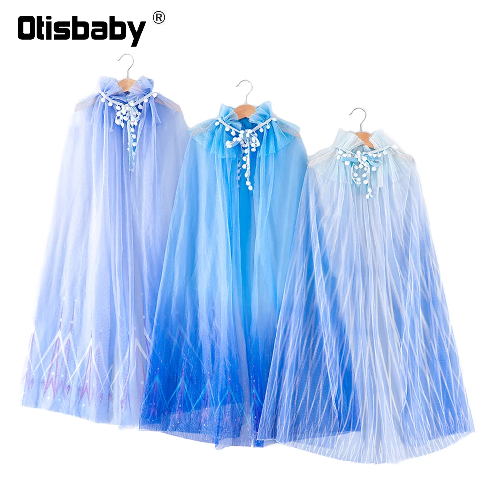 130 Cm Summer Snow Queen Party Princess Cape Child Fancy Girls Anna Elsa Dress Mantello Christmas Halloween Costume Elza Dress Up