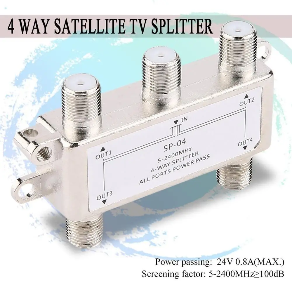 4 Way Спутниковое/антенна/кабель ТВ Splitter дистрибьютор 5 2400 МГц F Тип оптовая продажа