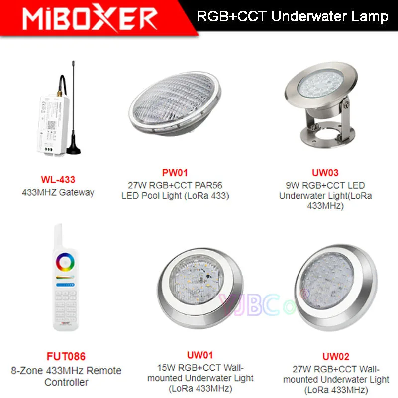 Miboxer IP68 9 Вт/15 Вт/27 Вт RGB + CCT настенная подводная лампа AC12V/DC12 24V27 PAR56 Светодиодный