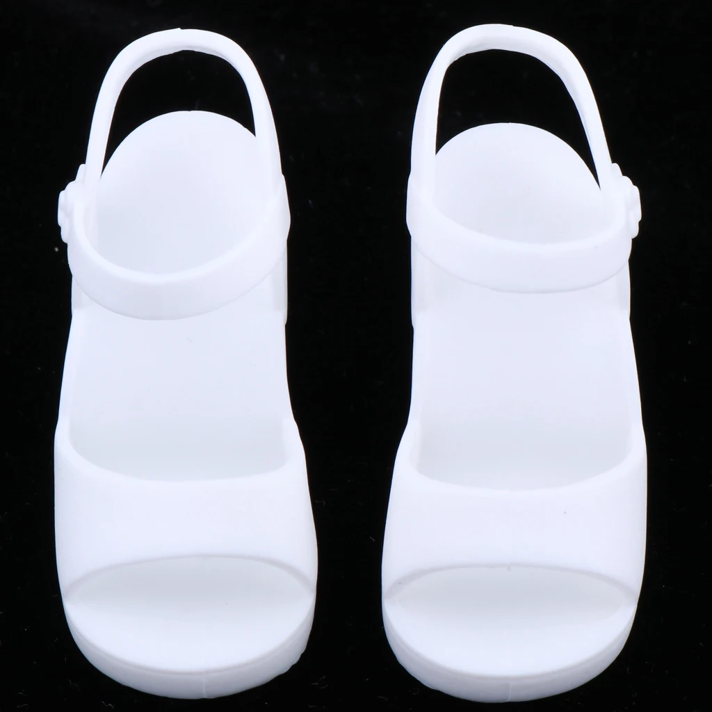 Fashion Doll Shoes Jelly Sandals Summer Outfit for 1/4 BJD DOD SD DD Dolls Casual Wear, Plastic - Pink/White/Black Optional
