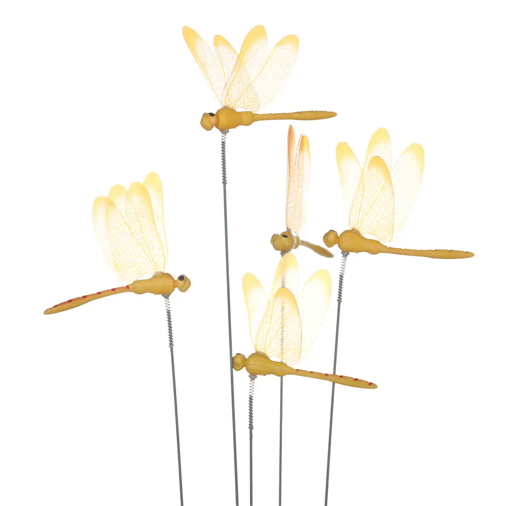 10PCS Dragonfly 5/10/15 шт. 3D из бабочек; тонкая ручка искусственний Стрекоза со стволом, творческая ручная работа газон орнамент украшения для сада - Цвет: 10PCS Dragonfly