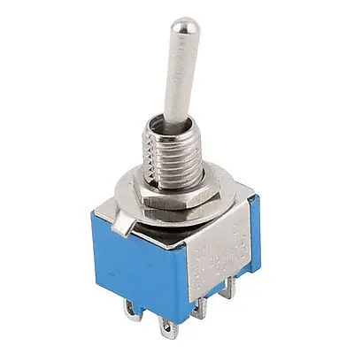 

2Pcs MTS-202 6-Pin DPDT ON-ON Latching Mini Toggle Switches Blue