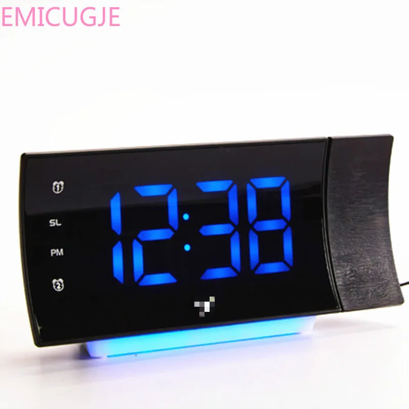 

Modern design digital LED alarm clock with thermometer Desktop rotating projection electronic clock Bedroom snooze alarm clock