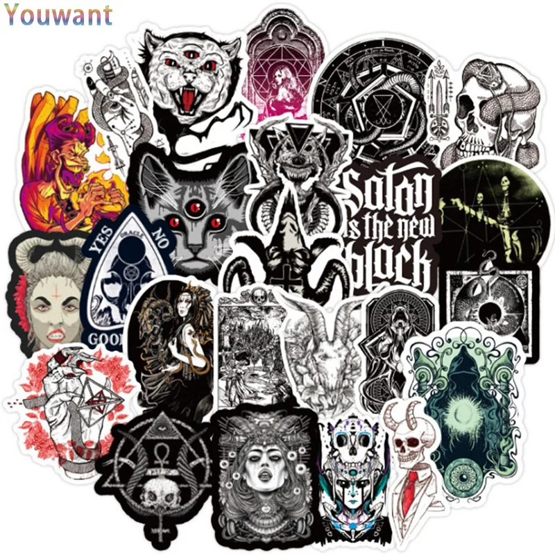 

10/30/50PCS Pack New Gothic Style Horror Devil Witch Graffiti Stickers Skateboard Luggage Guitar Laptop Cool Decal DIY Stickers