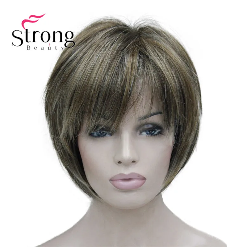 5969 245T-8 charming brown & yellow blonde & blonde three tone mix women' short straight wig (2)