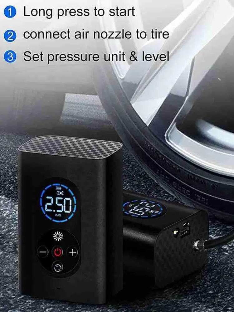 Portable Car Air Compressor Electric Cordless Tire 150 Inflator Air Digital Rechargeable Auto Balls For Car Motorcycle PSI L9V3