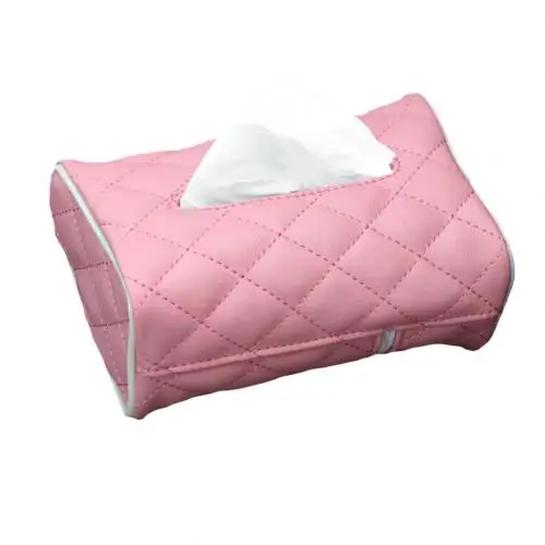 Розовый waterproof Car Auto Seat Back Rectangle Faux Leather Tissue Box Paper Napkin Holder Case wear resistant elastic strap design - Название цвета: Розовый