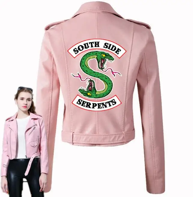 PU Women's Riverdale Leather Jacket Fashion Motorcycle Jacket Short Southside Serpents Artificial Leather Motorcycle Coat