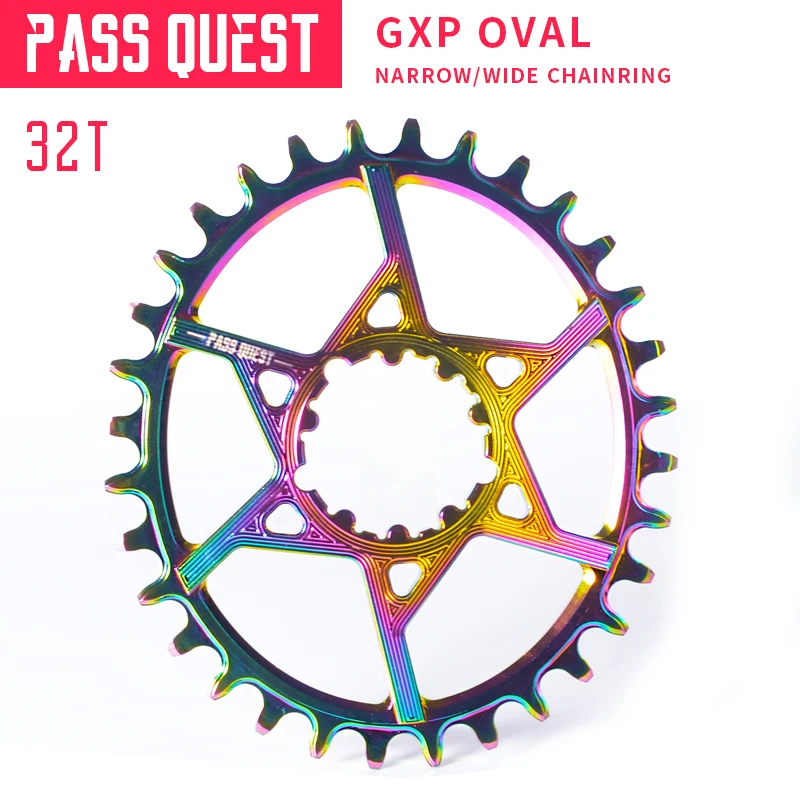 Pass Quest с титановым покрытием Овальный gx xx1 eagle GXP MTB узкая широкая Цепь 32 T-38 T велосипедная цепь 3 мм смещение коленчатого вала