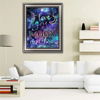 

New DIY Special Shaped Diamond Embroidery Letters Love To The Moon Back Diamond Painting Cross Stitch Rhinestone Home Decoration