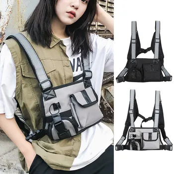 

Fashion Black Tactical Bag Unisex Multi-function Function Chest Bag Strap Vest Bag Backpack bolsas de mujer#50