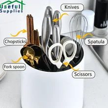 

Multifunctional Kitchen Organizer Stand Rotating Chopsticks Cage Knife Storage Bucket Removable Barrel Household Accessories