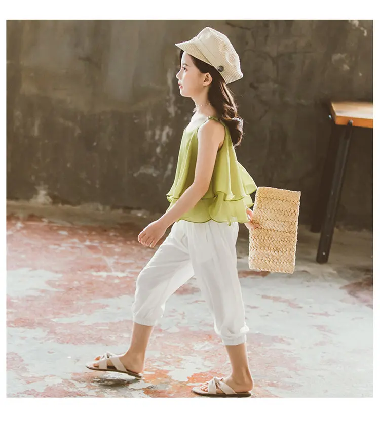 2041绿色吊带雪纺衫套装_18