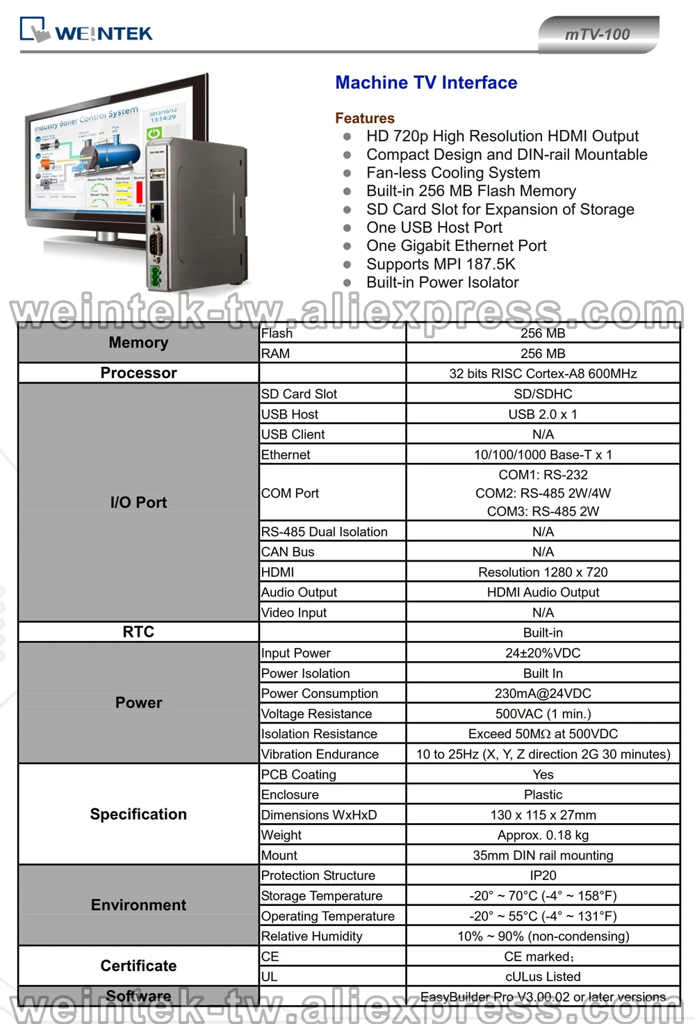 M tv-100 Weintek дисплей HMI к телевизору, встроенный Ethernet HDMI( и