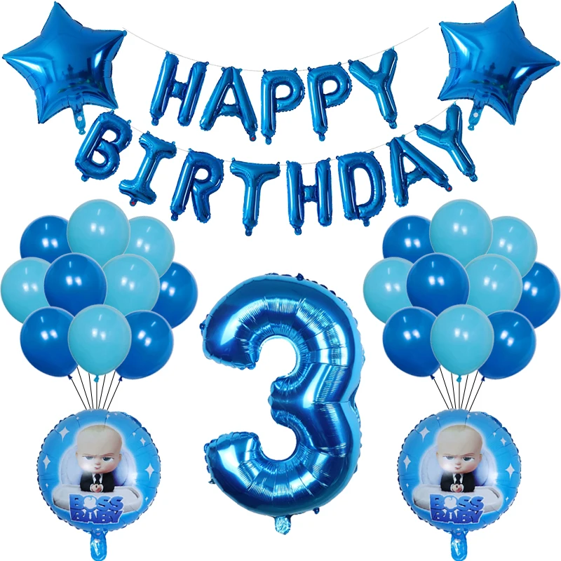 38 шт 30 дюймовые воздушные шары из фольги с цифрами Boss, Детские воздушные шары для душа 1, 2, 3, 4, 5, 6 месяцев, украшения для дня рождения, гелиевые шары с героями мультфильмов