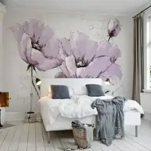 Пользовательские обои фрески прекрасные фиолетовые цветы скандинавские минималистичные ТВ фоновые обои для стен