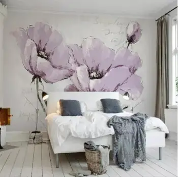 

Custom wallpaper murals beautiful purple flowers Nordic minimalist TV background wall papers home decor