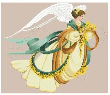 

18CT/14CT/11CT Linen / sky blue Color fabric Gold Collection Counted Cross Stitch Kit Angel of Autumn Fairy Goddess
