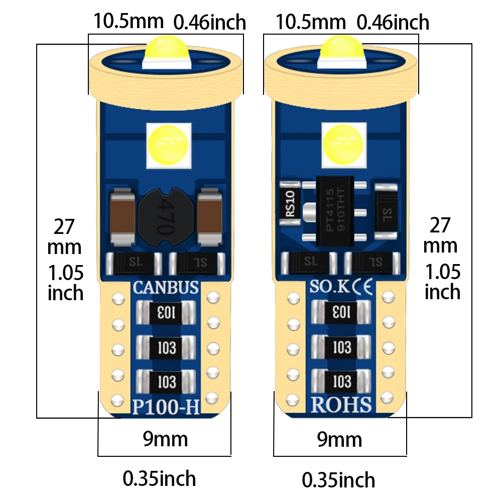 100PCS T10 W5W 194 Canbus 3LED Car Bulb 3030SMD Auto License Plate Reading Lamp Parking Position interior Door Light Wholesale