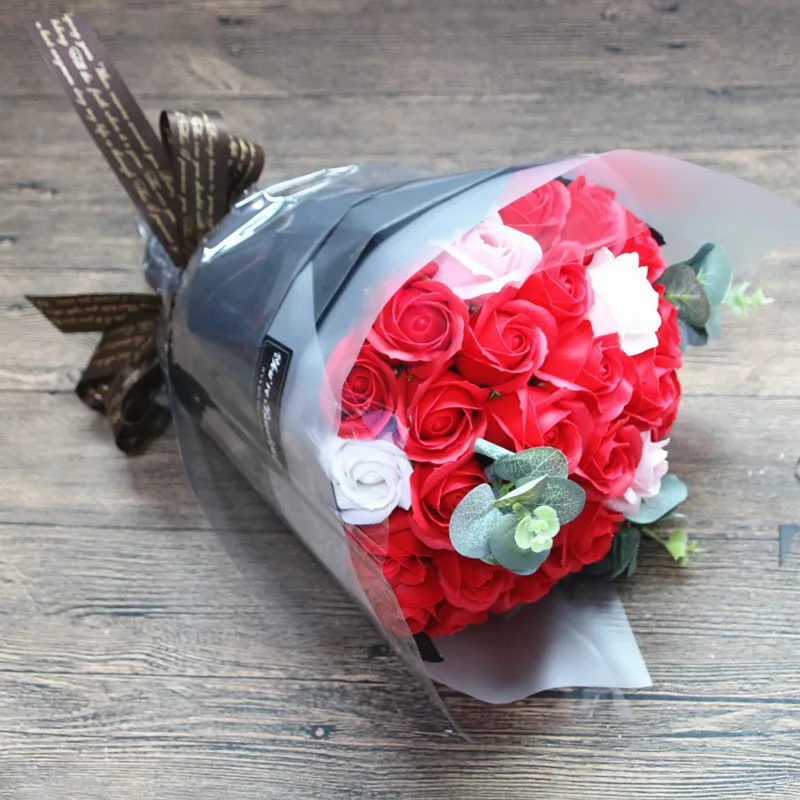 33 мыло в форме цветка розы Букет свадебное платье Boquet держатель Рождественский день влюбленных, подарок на День святого Валентина для любимого, опт, подружка жена