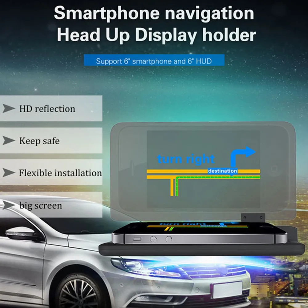 Универсальный H6 проектор для смартфона HUD Head Up дисплей Holde держатель для телефона Дисплей Кронштейн