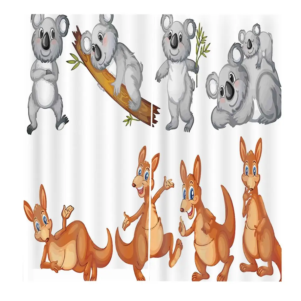 Cartoon panda kangaroo 3D Curtains Custom any size For Living Room Bedroom Blackout Curtains