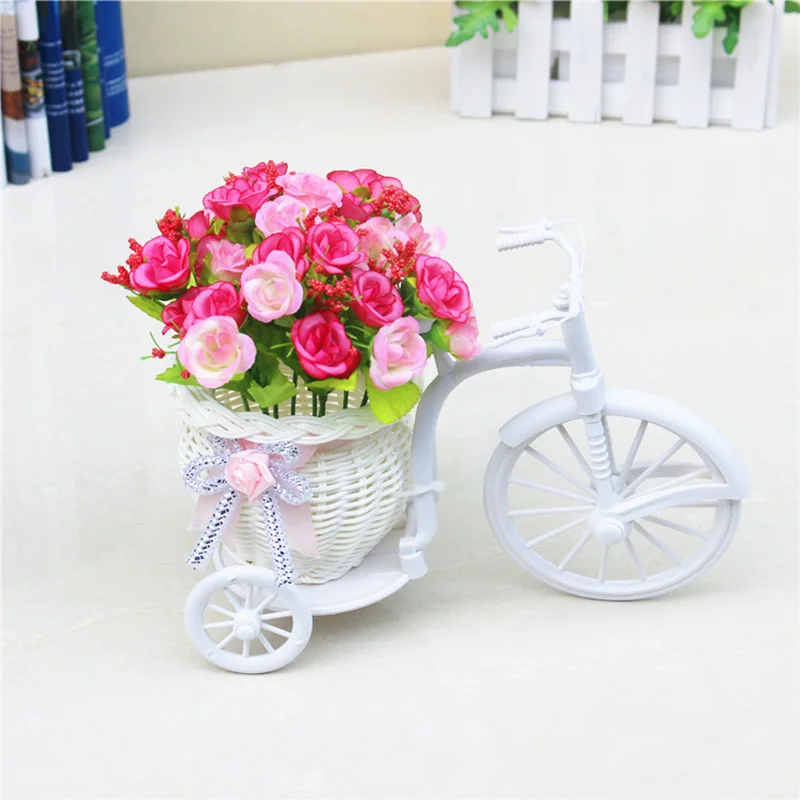 

Nostalgic Bicycle Artificial Flower Decor Plant Stand (Pink+white)