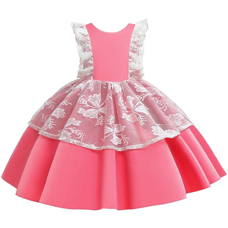 Новое летнее свадебное платье для новорожденных кружевные платья с цветочным рисунком для маленьких девочек от 0 до 6 лет, одежда для дня рождения для девочек - Цвет: Синий