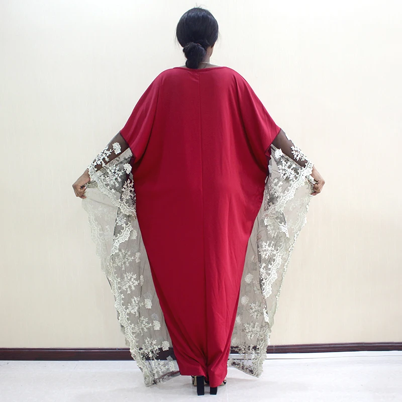 Dashikiage новейшее поступление модное платье с африканскими кружевами круглый вырез рукав летучая мышь размера плюс Дашики кружевные платья для женщин