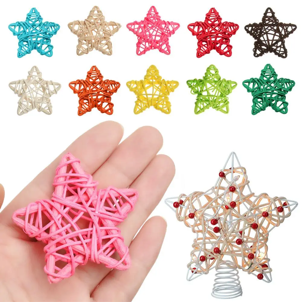 Christmas Natural Rattan Five-pointed Stars DIY Ornament Xmas Tree Ornament 