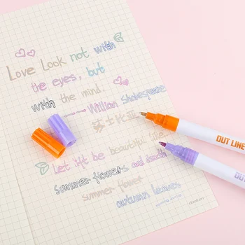 

8 Colors/Set Gift Card Writing Drawing Pens Double Line Outline Pen Stationery KQS8