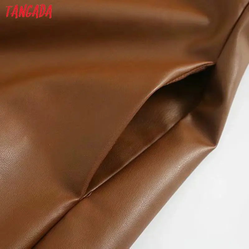 Top Buy magXZ Tangada women brown PU faux leather dress short sleeve retro 2020 fashion elegant office ladies A line midi dress vestido 5Z120 Top Buy magXZ Tangada women brown PU faux leather dress short sleeve retro 2020 fashion elegant office ladies A line midi dress vestido 5Z120