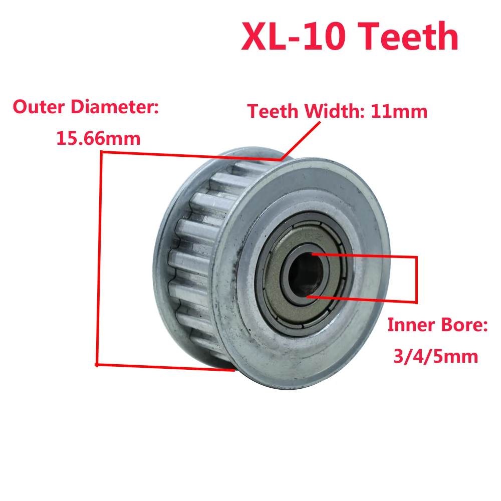 XL 10T Натяжной ролик ремня ГРМ ролик с/без зубов 3/4/5 мм Диаметр холостой шкив 11 мм ремень Ширина подшипника синхронное колесо