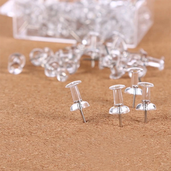 40 шт. прозрачные штифты Thumbtacks стальные точечные доски объявлений офисные школы