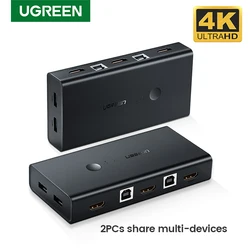 UGREEN – commutateur KVM, 2 ports, 4K, USB, HDMI, VGA, boîte de séparation pour le partage, imprimante, clavier, souris, commutateur KVM 