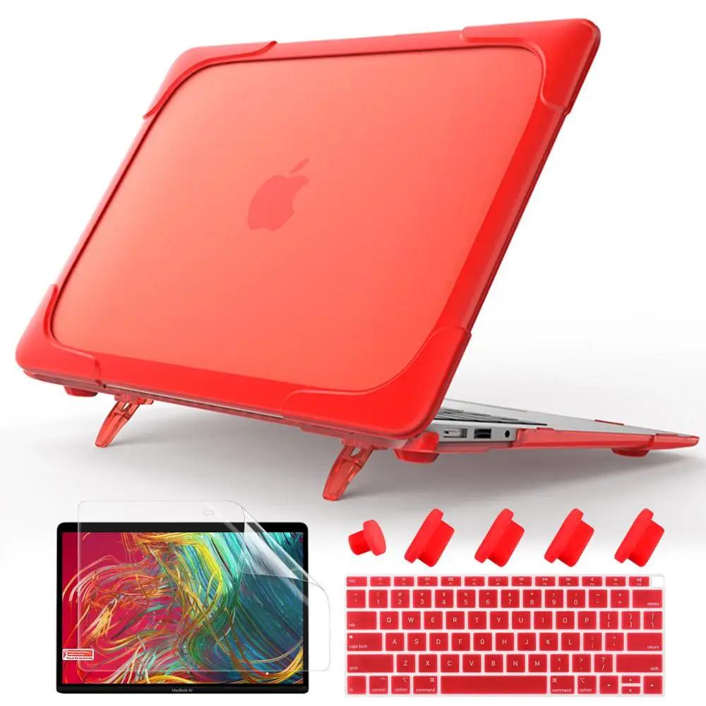 Противоударный чехол с подставкой для MacBook Pro retina 13 15 дюймов /Air 11 13,3 жесткий защитный чехол из пластика и тпу - Цвет: Red