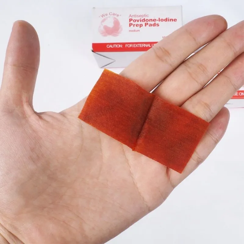 200Pcs 6x3cm Disposable Iodophor Wet Wipe Medical Disinfection Iodine Cotton Sheet Wound Antiseptic Skin Clean