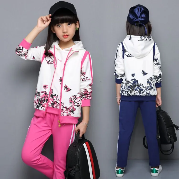 

Childrenswear 2019 New Products Spring And Autumn Girls Printed Hoodie Two-Piece Set Students Sports Leisure Suit