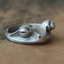 Anel de sapo vintage boêmio para mulher design artístico retro abertura redimensionável unissex feminino anéis de indicação cor prata presente