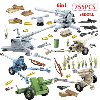

755pcs Military Germany Car Building Blocks WW2 City Police Soldier Police Figures Bricks Education Toys for Boys