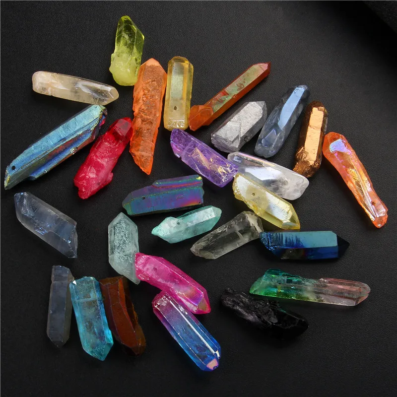 

Natural Crystal Quartz Point Beads Irregular Top Drilled Raw Stone Loose Stick Spike Point Beads for DIY Jewelry Making Pendant