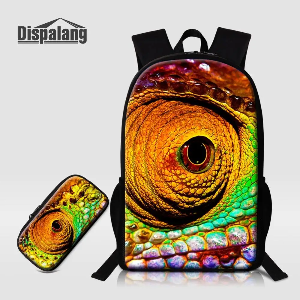 2 PCS Set06 Школьный рюкзак с 3D принтом в виде ящерицы; комплект из 2 предметов; школьный рюкзак; чехол-карандаш для мальчиков; Детский рюкзак на заказ; рюкзак для детей младшего возраста - Цвет: 2 PCS Set06