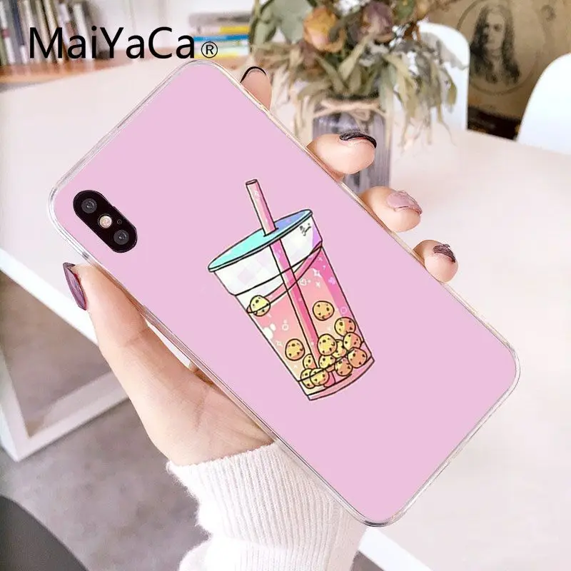 Funny Cute Cartoon food pearl milk tea pudding strawberry