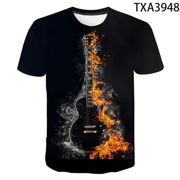 

New guitar 3D men's and women's T-shirt summer cool and comfortable short sleeve quick drying o-neck cool and comfortable top