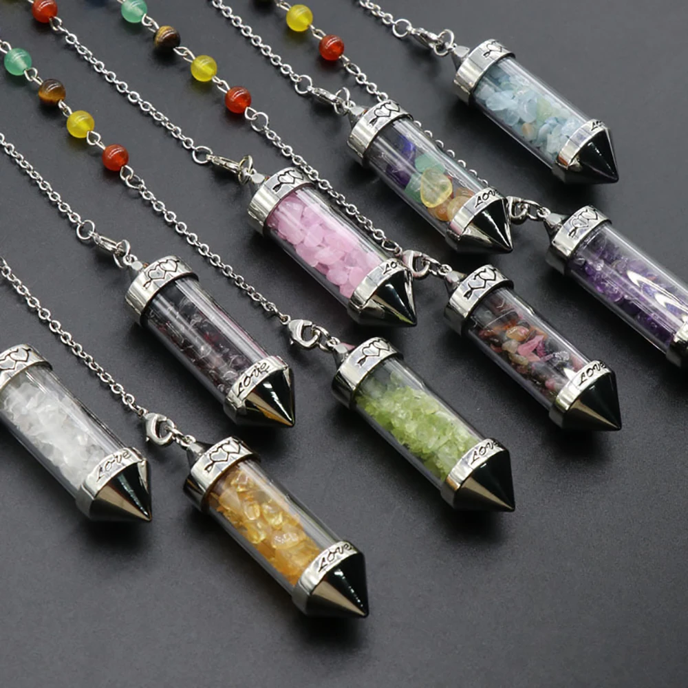 Pietre di cristallo naturale 7 Chakra pendolo pendente cristalli curativi pietre Chip perline che desiderano bottiglie bilanciamento spirituale
